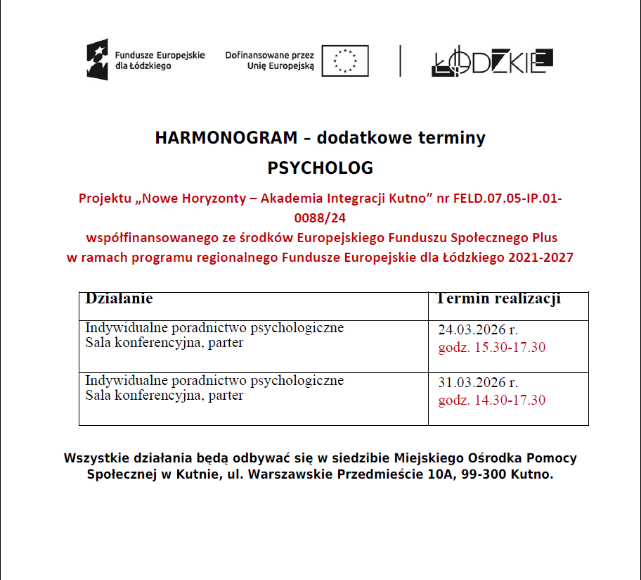 Harmonogram psychlog