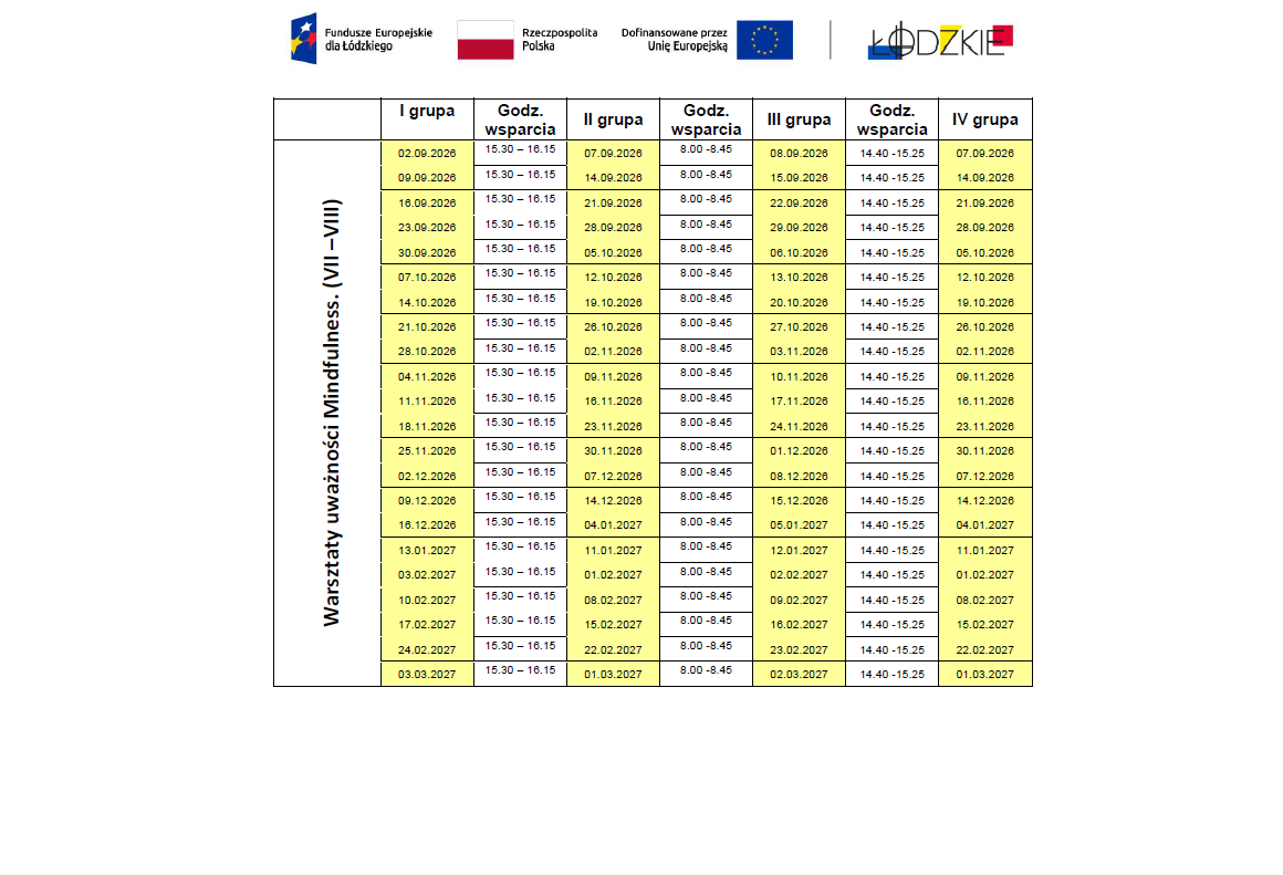 Aktualizacja harmonogramu dla uczniów