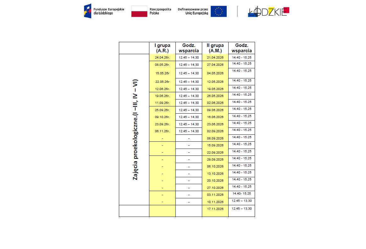 Aktualizacja harmonogramu dla uczniów