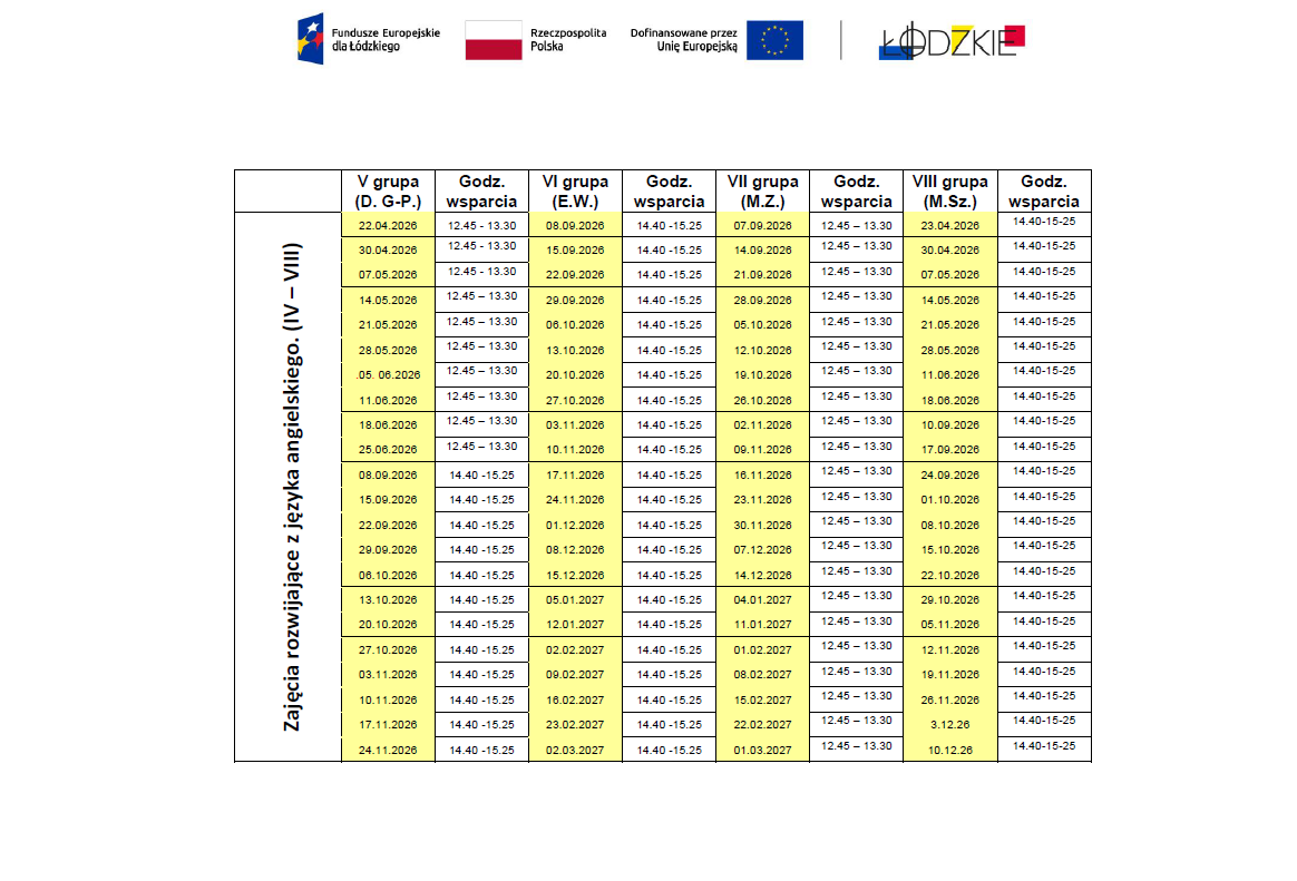 Aktualizacja harmonogramu dla uczniów