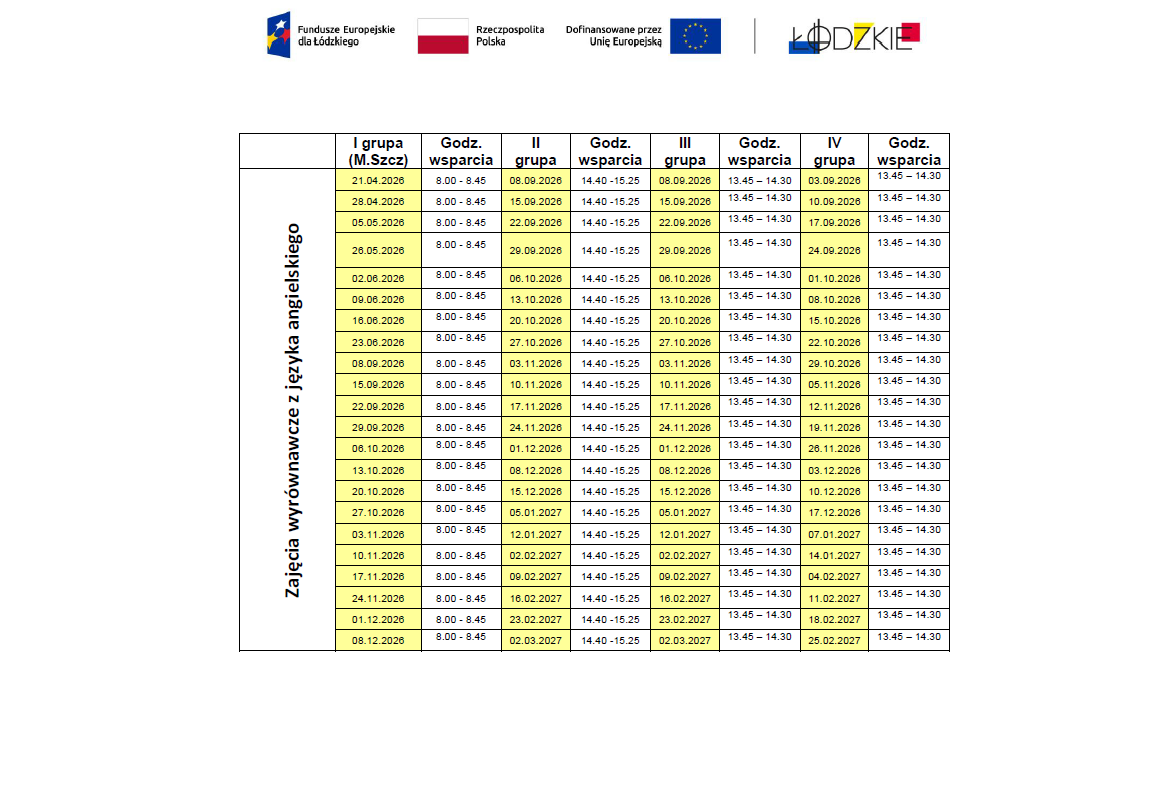 Aktualizacja harmonogramu dla uczniów