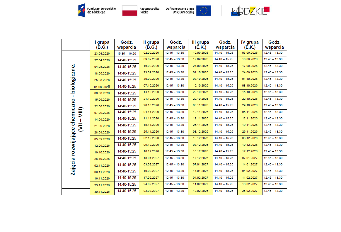 Aktualizacja harmonogramu dla uczniów