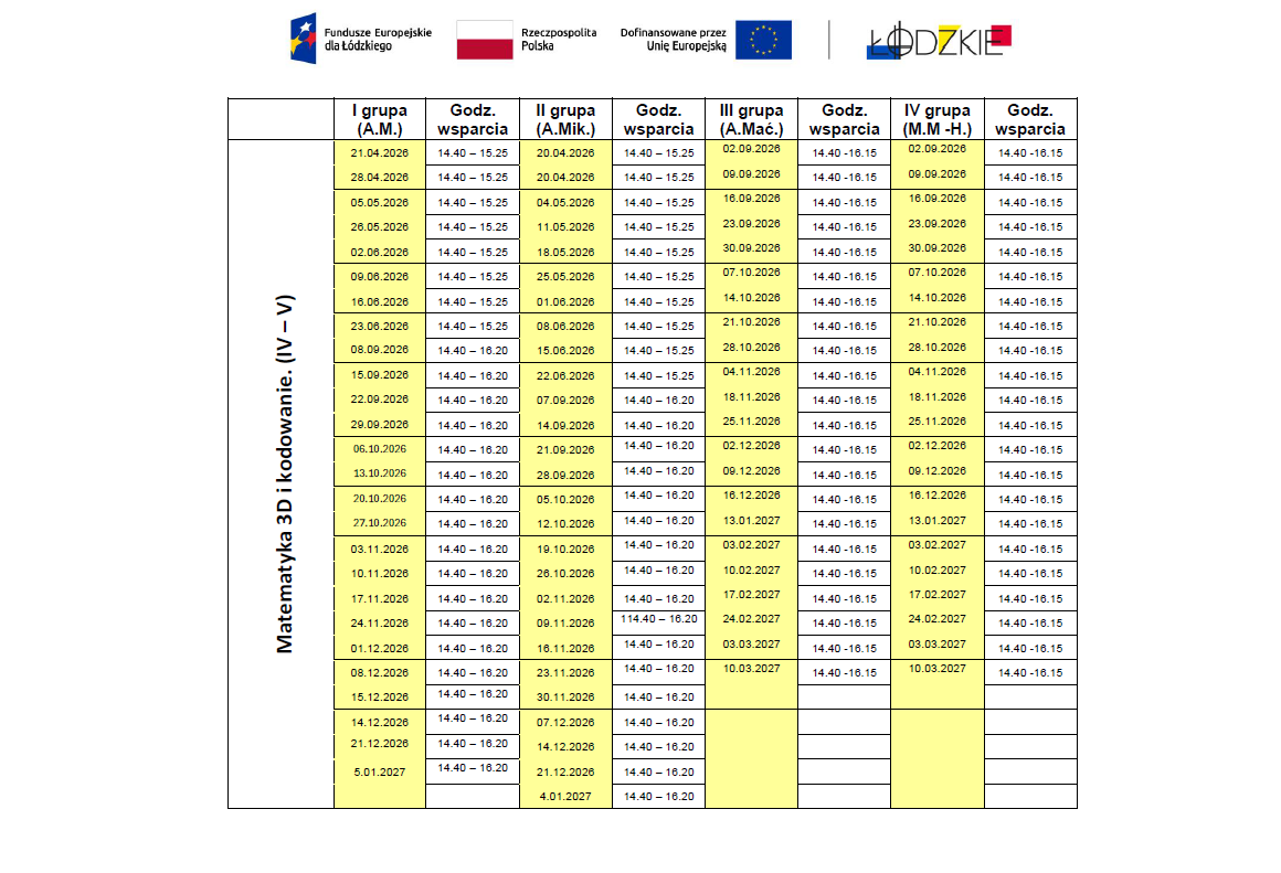 Aktualizacja harmonogramu dla uczniów