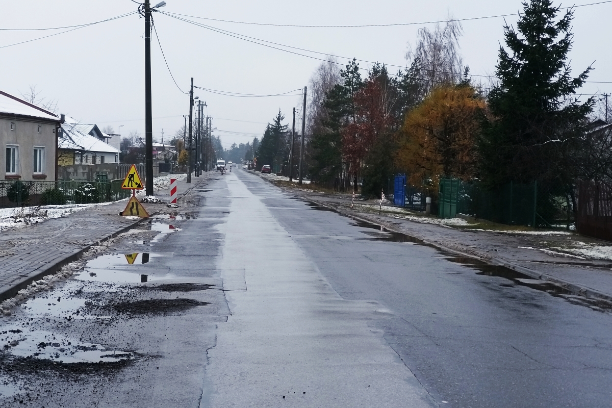 Remontowana ulica Jesienna