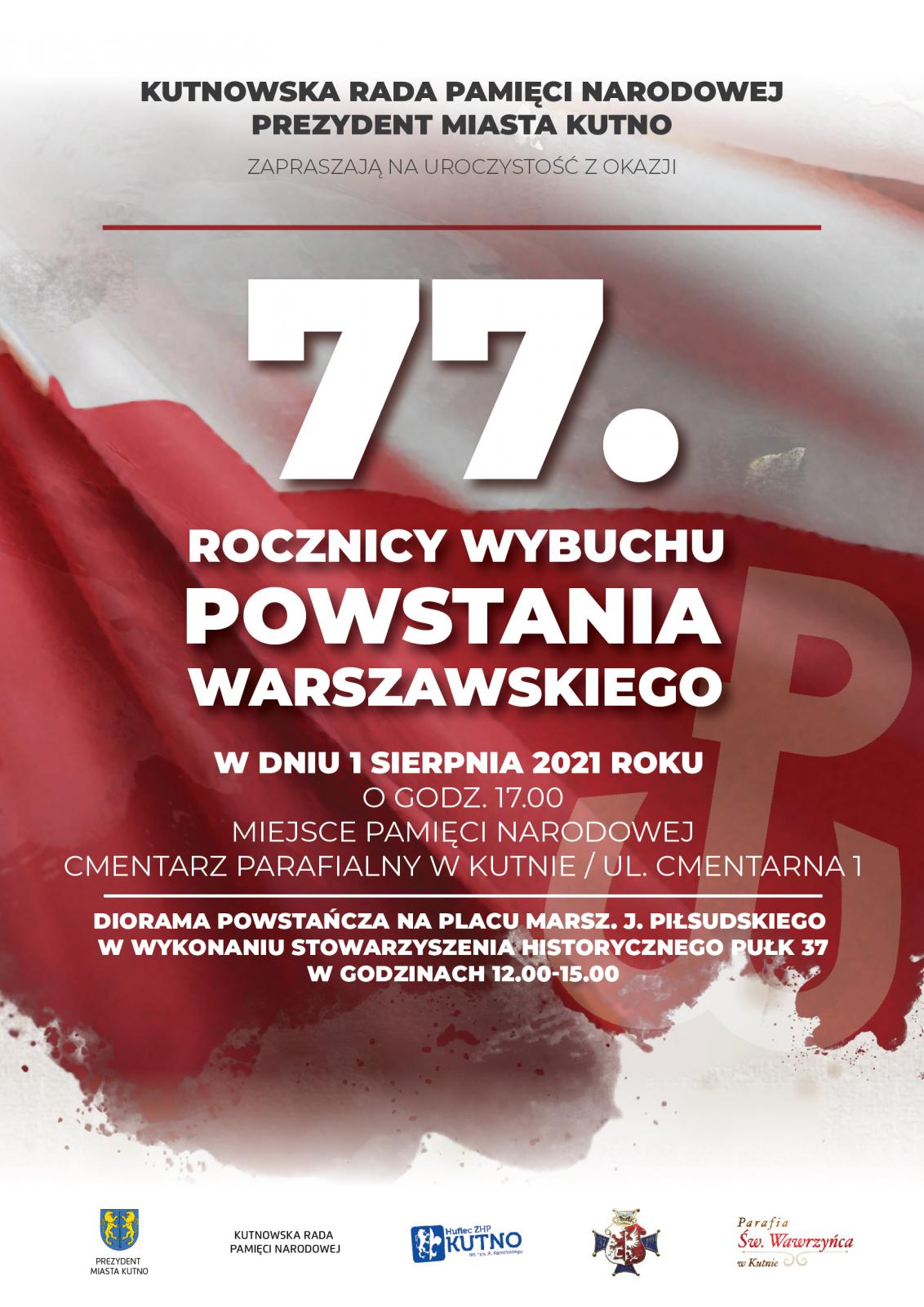 plakat 77. rocznica wybuchu Powstania Warszawskiego