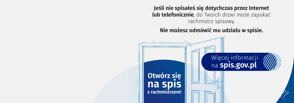 Grafika z informacją o tym, że Rachmistrzowie spisowi rozpoczynają wywiady bezpośrednie