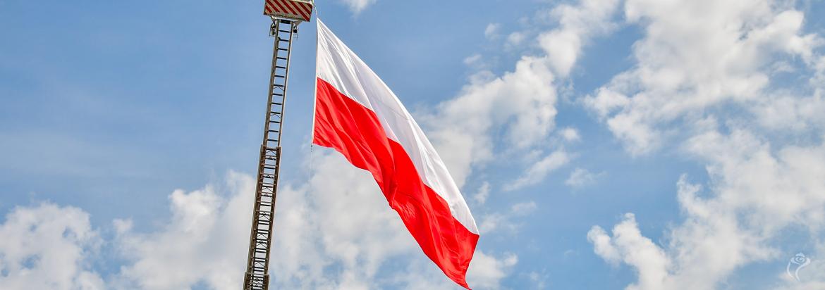 Wywieszona flaga Polski