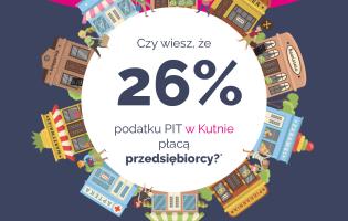 Grafika z okazji Dnia Przedsiębiorcy: 26% podatku PIT w naszym mieście odprowadzają przedsiębiorcy